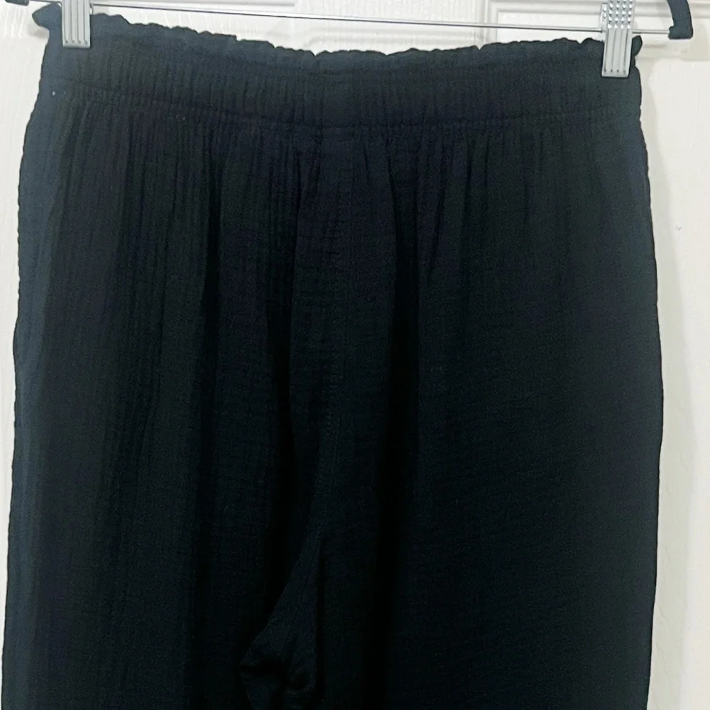 New H&M Black Wide-Leg Cotton Pants Size Medium